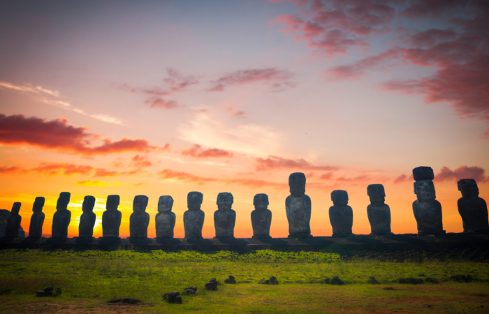 Visit the mysterious Moai statues of Rapa Nui.