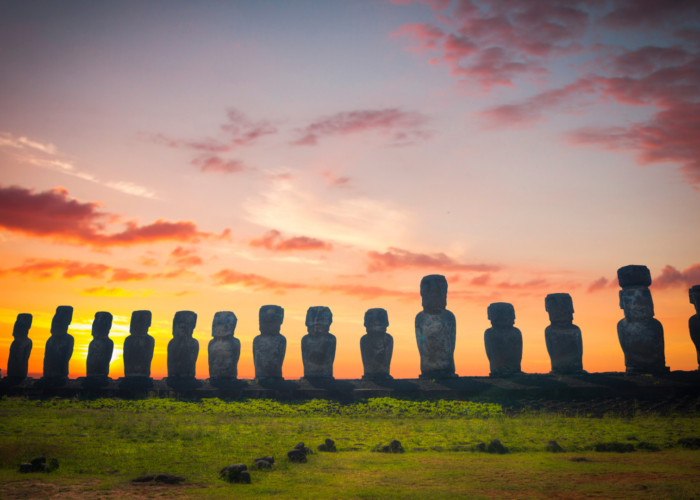 Visit the mysterious Moai statues of Rapa Nui.