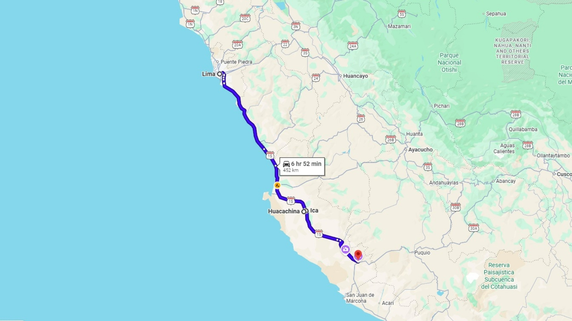map lima to nazca